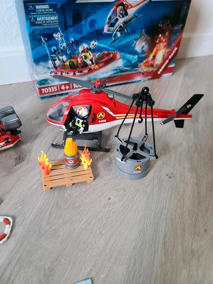 Playmobil 70335 Feuerwehr mit Helikopter + Boot OVP ☆ Vollständig in Diepholz
