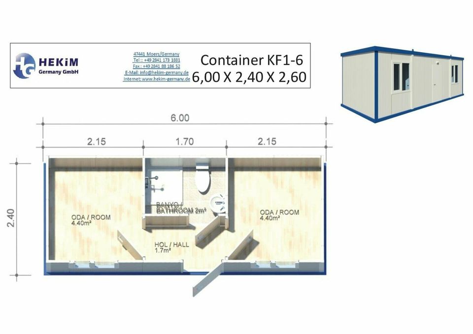 Bürocontainer  Baucontainer Container mit Dusche WC Küche KE 2-6 in Moers