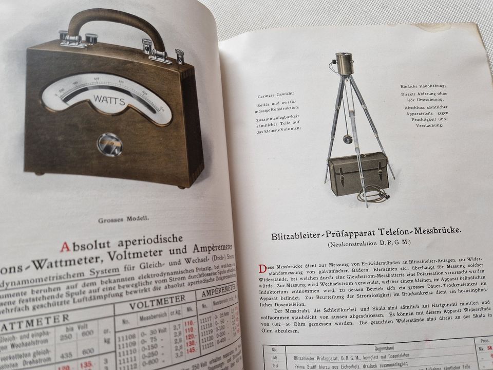 Katalog Abrahamsohn Berlin Elektrische Messinstrumente um 1910 in Kurort Seiffen