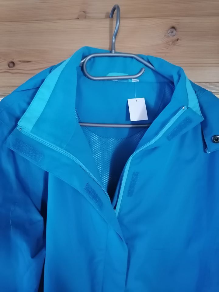 Regenjacke mit Kapuze - "Tech-Shell" mittelblau Gr. 38 Damen in Geiselhöring