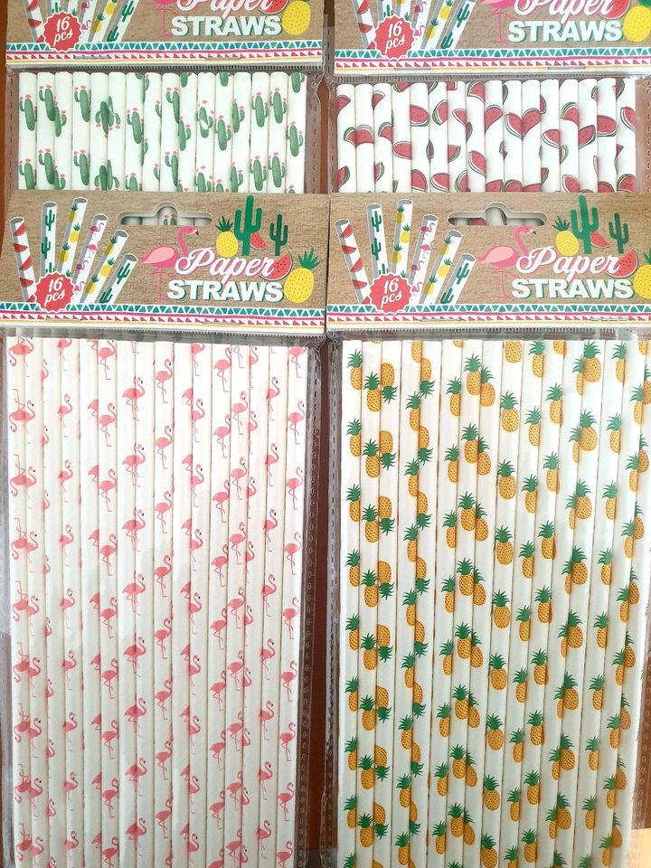 Trinkhalme aus Papier,  4 Packungen, 4 versch.Designs in Nürnberg (Mittelfr)