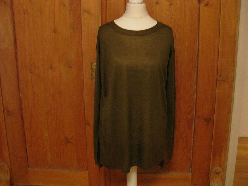 H&M Pullover NEU XS 34 oliv grün lang Schlitze Longpullover TOP in Essen