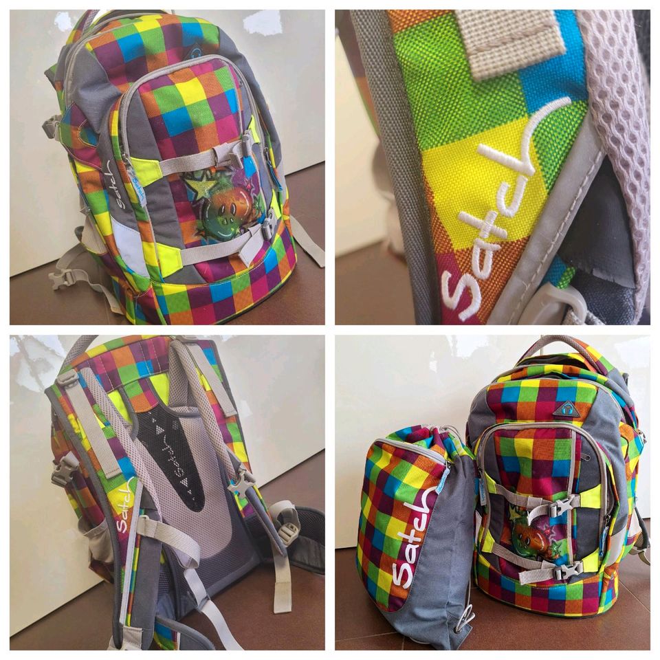 Satch Schulrucksack kariert, inkl. Sportbeutel in Worbis