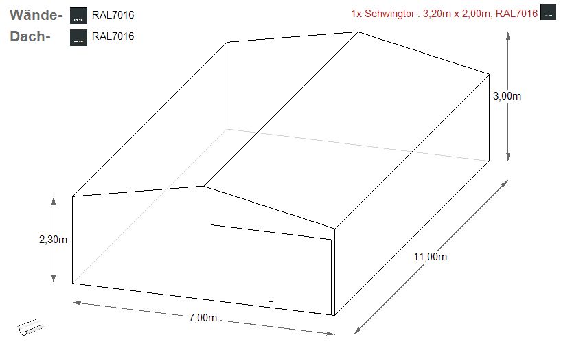 Blechgarage 7x11x3m in RAL7016 Halle Fertiggarage Lager | 9230! in Schwäbisch Hall