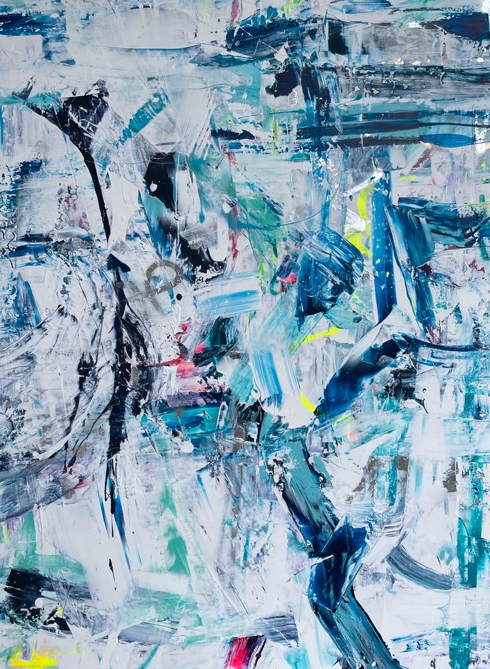 Abstraktes Bild/Gemälde auf Leinwand;blau;türkis;Unikat in Willebadessen
