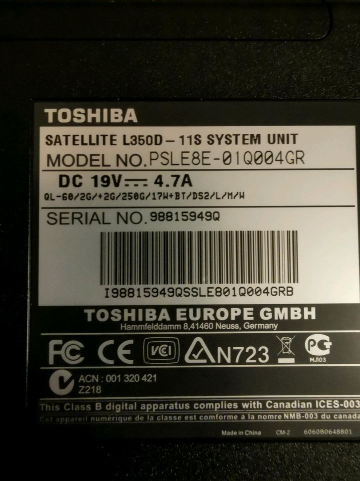 Toshiba Satellite L350D - 11S System Unit Defekt in Dinslaken