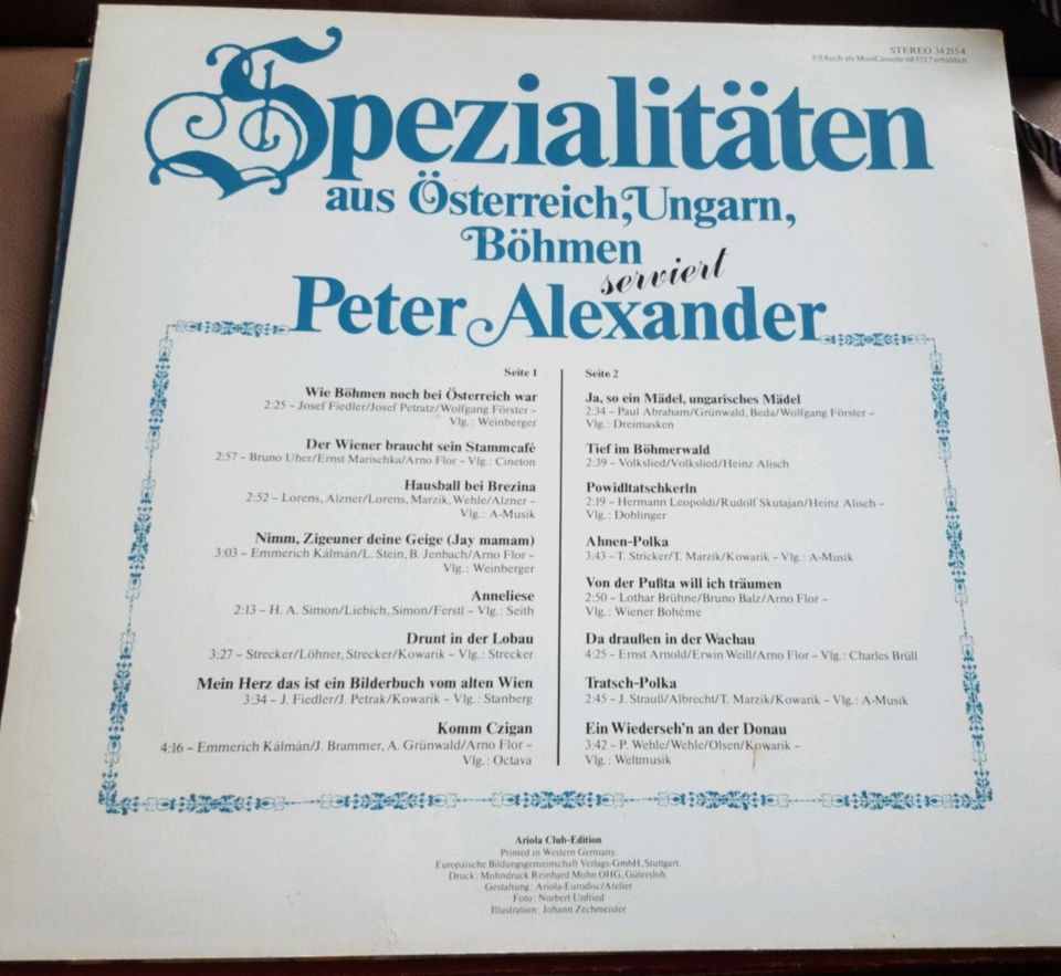 Schallplatte Volksmusik Peter Alexander Böhmen Ungarn Österreich in Görisried