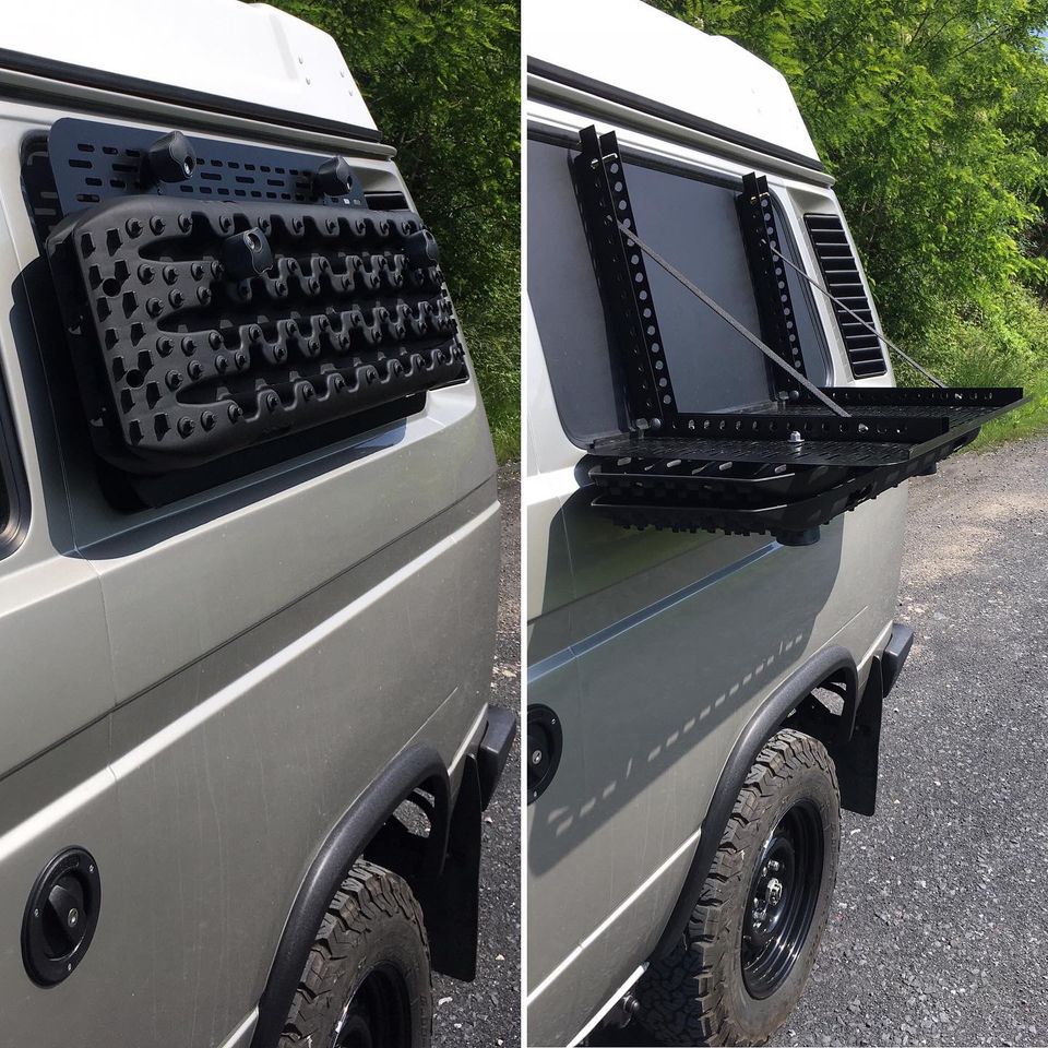 Offroad Umbauten, Sandblech Halter DIY, TRED Pro, Bergetools, VW T4  Syncro Camper