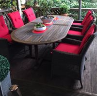 Terrassen Outdoor Garnitur, Ovaler Teak Holztisch + 6 Hochlehner Wuppertal - Elberfeld Vorschau