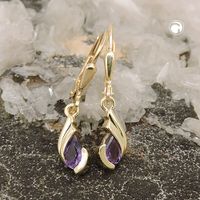 Ohrbrisur Ohrhänger Ohrringe 25x5mm Tropfen Amethyst 9Kt GOLD Rheinland-Pfalz - Böhl-Iggelheim Vorschau