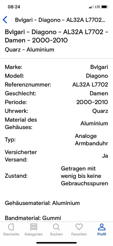 Bvlgari Diagono Al32 Damenuhr, getragen, normale Gebrauchsspuren in Elmshorn