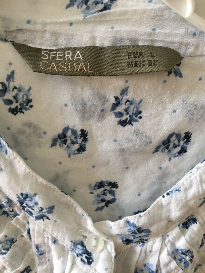 Sfera Casual Bluse Hemd geblümt weiß Blumen Größe L in Kiel