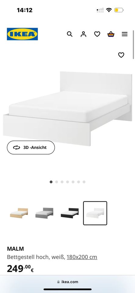 Ikea Bett | neu, weiß | MALM | 180x200cm in Hamburg