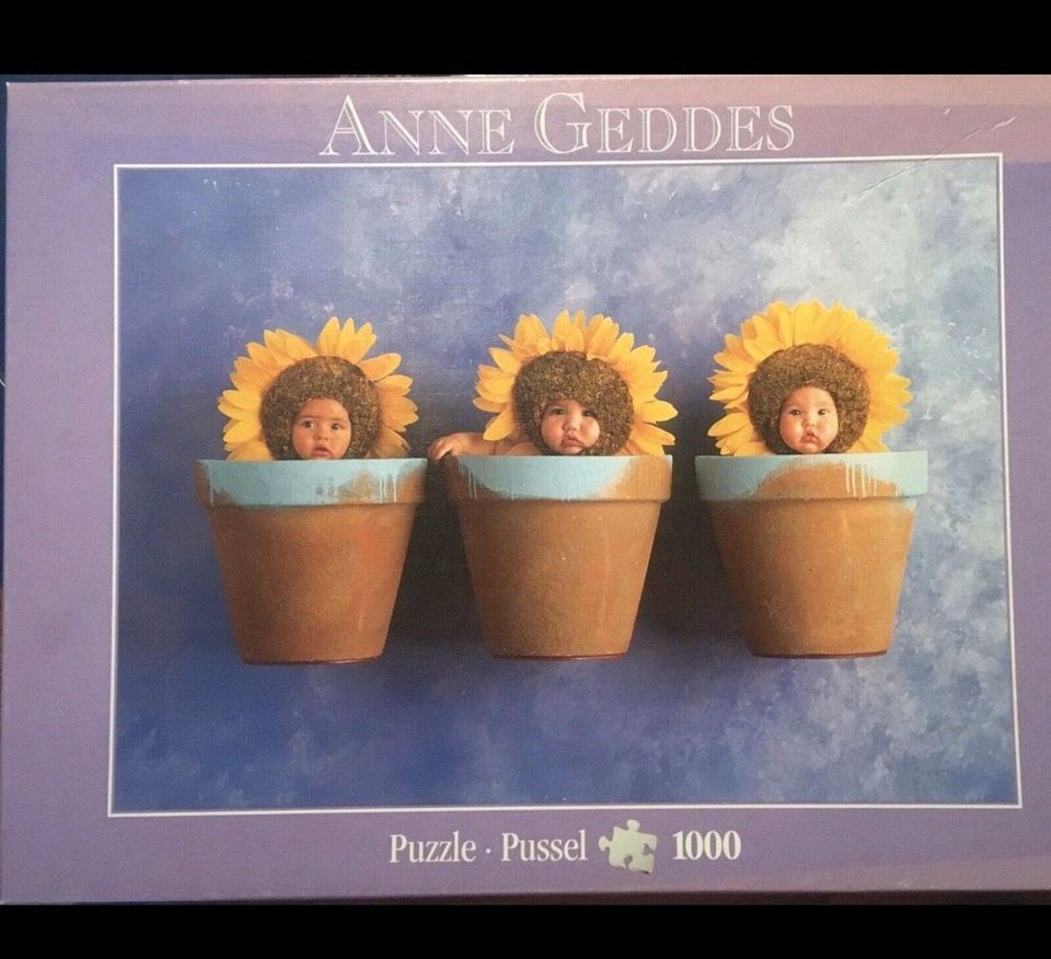 Puzzle 1000 Teile neuwertig, Anne Geddes, Sonnenblumen Trio in Oberhausen