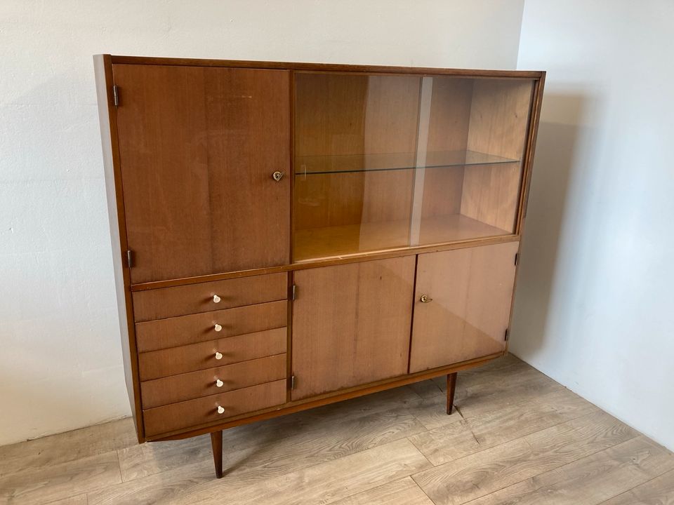 #A DDR Midcentury Buffetschrank Vitrine Sideboard 60er Hochglanz in Burgstädt