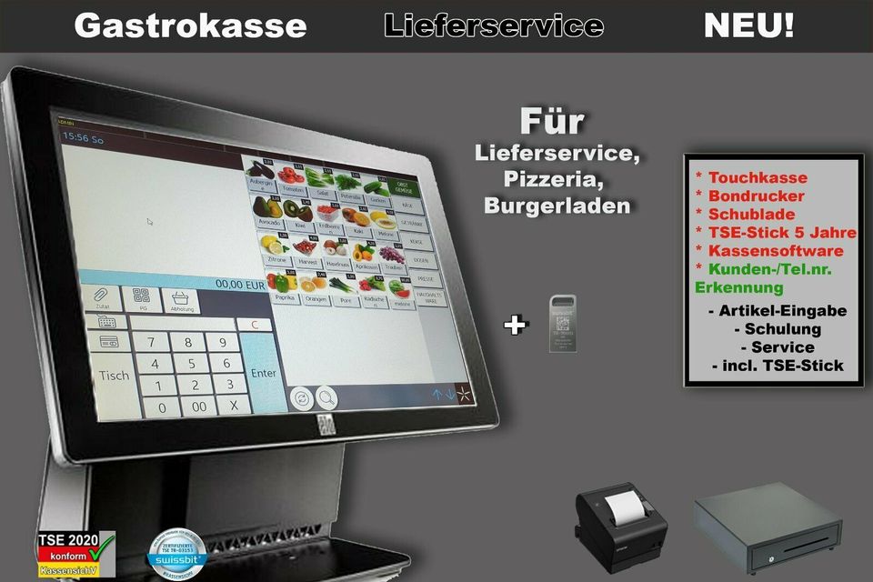 TSE Kassensysteme Touchkasse Lieferservice  Netzwerkkasse TSE in Berlin