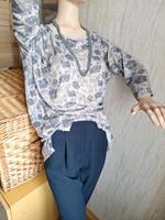 Pullover Yessica Shirt grau Gr.42/44 gemustert 3/4 Arm Sachsen - Dippoldiswalde Vorschau