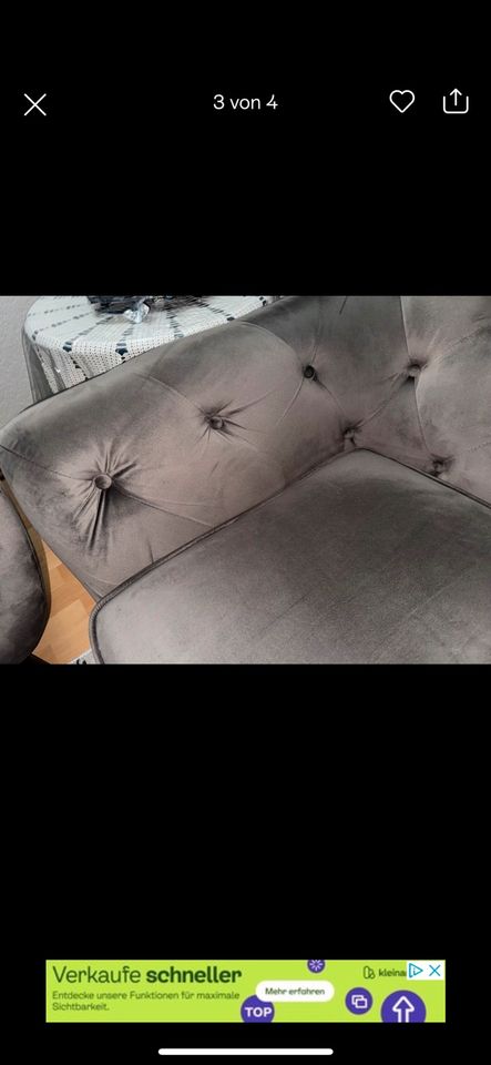 Chesterfield Zweisitzer Sofa grau Samt in Hamburg