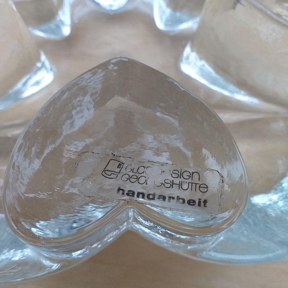 Massives Glas Stövchen Herzform 70er in Gronau (Westfalen)