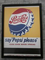 Werbung Reklame SAY PEPSI PLEASE im 52 x 38 schwarzen Lack Rahmen Nordrhein-Westfalen - Neukirchen-Vluyn Vorschau