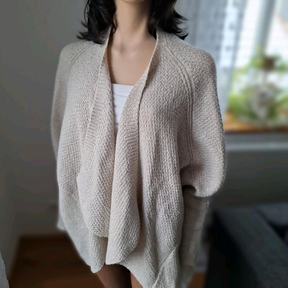 ❤️ Tom Tailor Wolljacke Strickjacke Cardigan beige Gr. L in Birkweiler