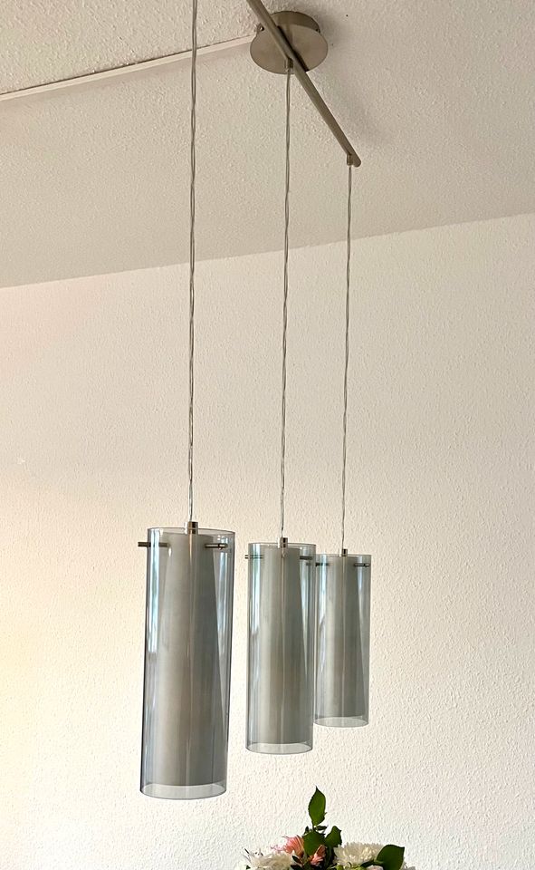 Elegante Hängelampe / Pendelleuchte 3-teilig, Glas & Edelstahl in Fürth