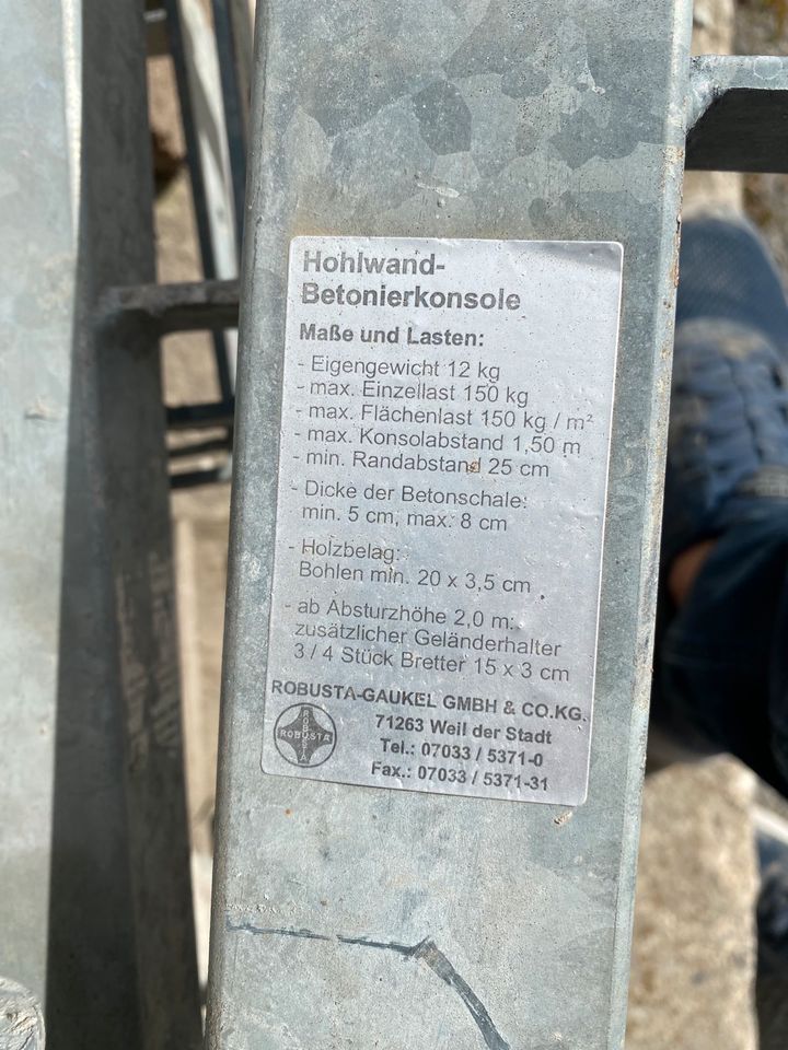 Hohlwand- Betonierkonsole Robusta-Gaukel gebraucht in Rudolstadt