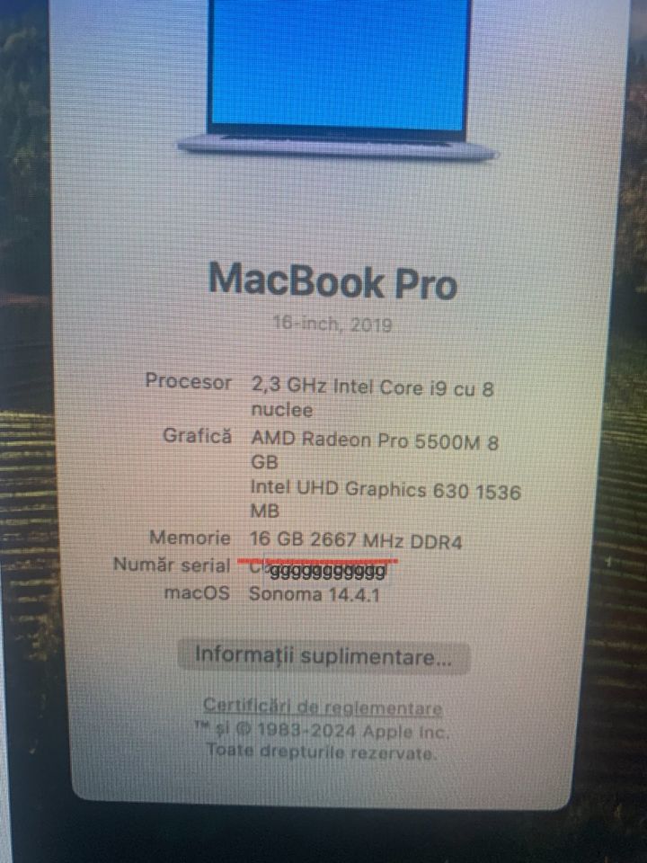 MacBook Pro 16" i9 2019 1Tb -16gb Ram macOS Sonoma 14.4.1 in Augsburg