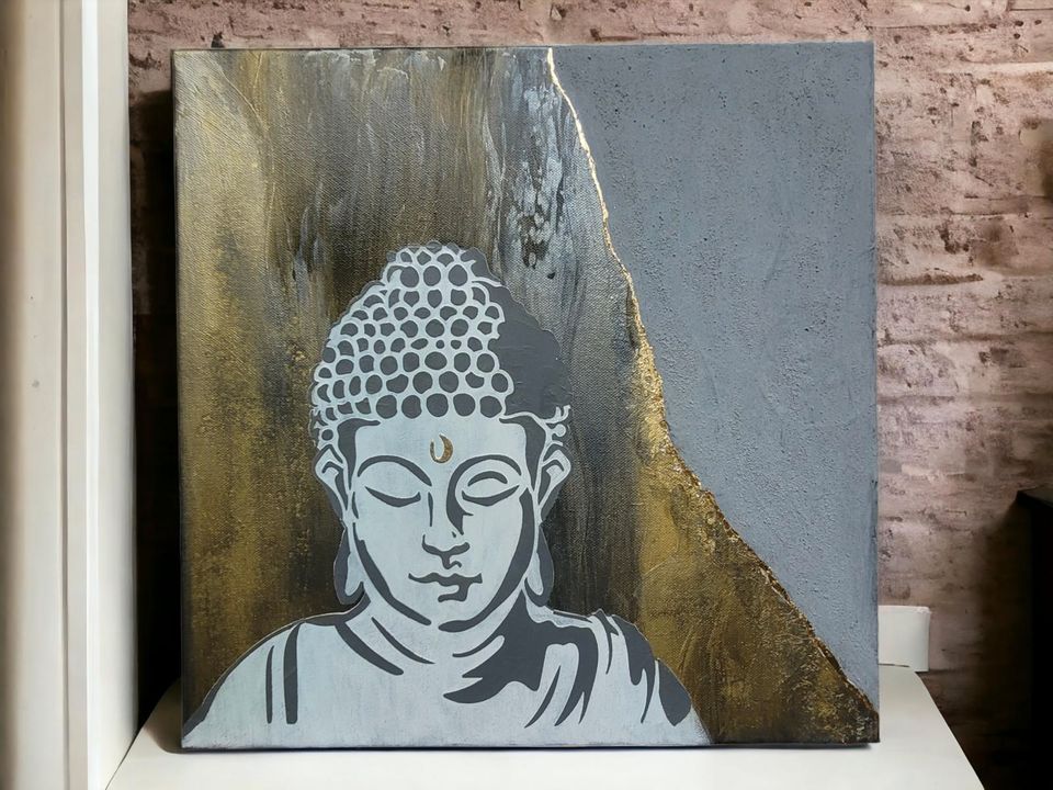 Buddha Wandbild 40x40cm ~ handgefertigtes Unikat in Dresden