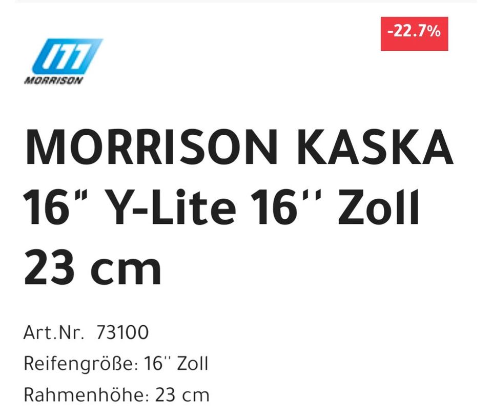 Schönes Kids Fahrrad von Morrison 16 Zoll in Berlin