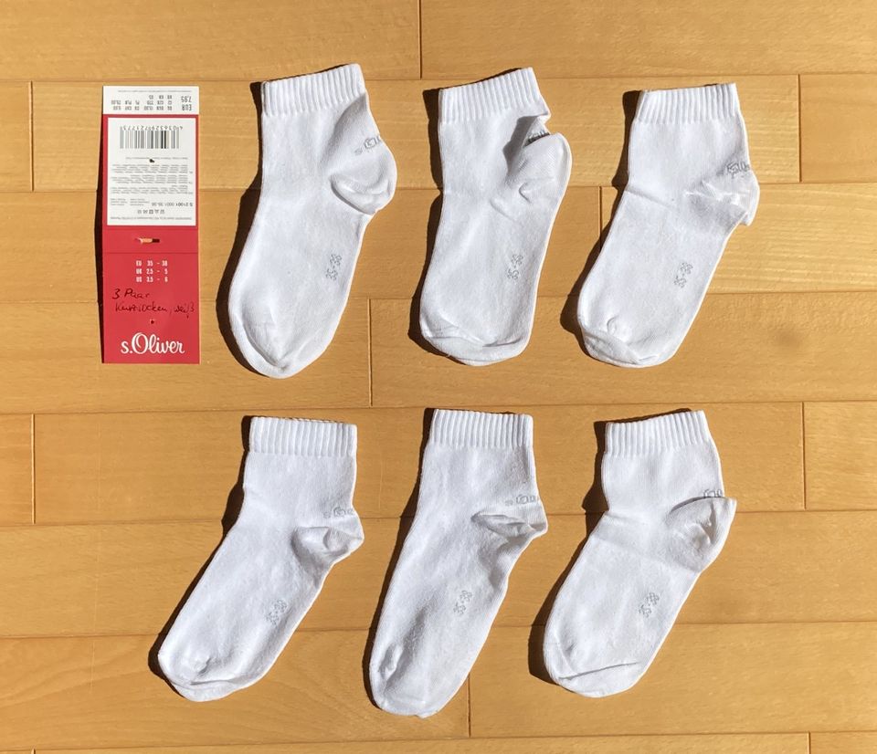 s.Oliver 3er-Pack Sneaker Socken Kurzsocken 35 36 37 38 weiß in Suhl