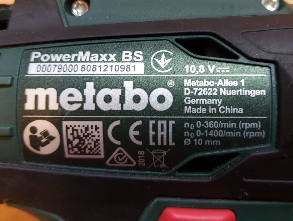 Metabo 600080920 Akku-Bohrschrauber PowerMaxx BS – gebraucht in Würzburg