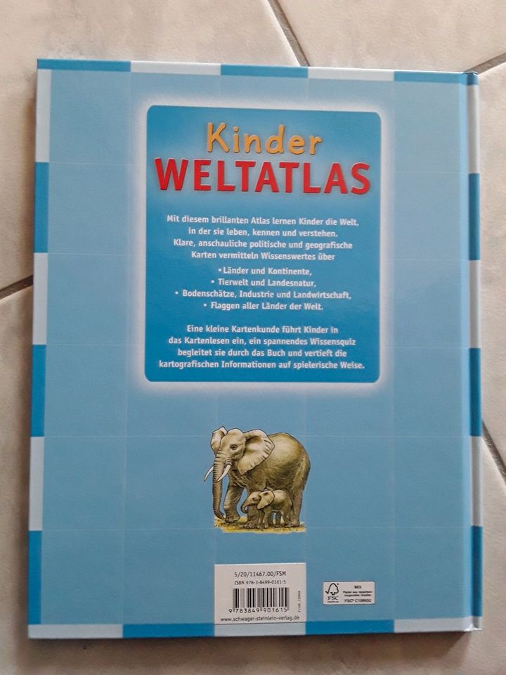 Kinder Weltatlas - Länder Tiere Kontinente, wie neu in Falkenfels