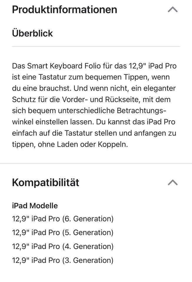 Smart Keyboard Folio für das 12,9"Ipad Pro-Deutsch in Aglasterhausen