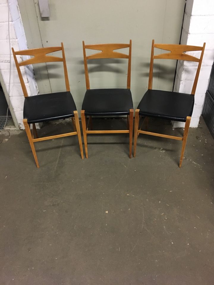 3x Teakstühle Stuhl 50er Mid Century Teakholz Danish Design Stuhl in Dieburg