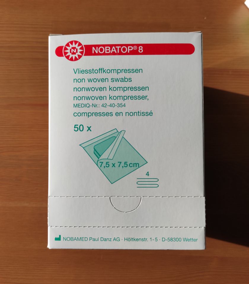 12x steril verpackte 4-lagige Kompressen 7,5 x 7,5cm 50x2Stück in Nettetal