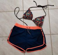 170+34:Badeshorts,Mesh marine+Bikinioberteil Triangel bunt/Blumen Baden-Württemberg - Heilbronn Vorschau