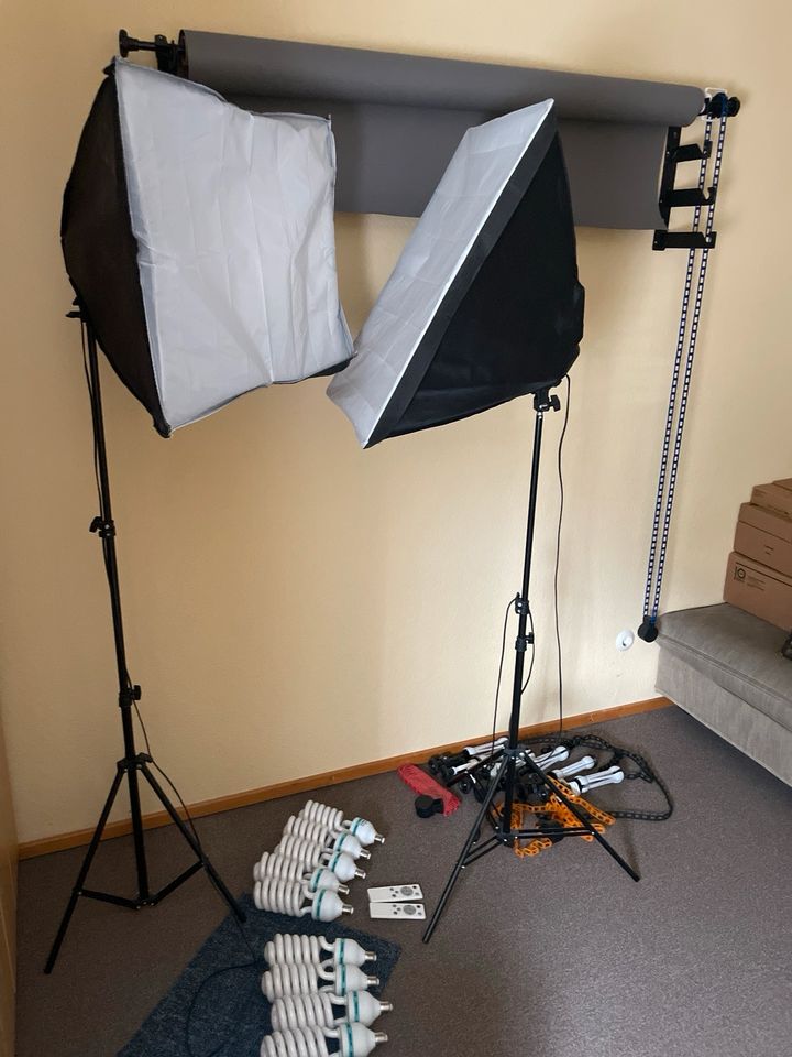 Fotolicht Softbox Hintergrund Rollensystem Fotostudio Spirallampe in Rodenbach