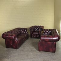 23767 Chesterfield Couchgarnitur Rot-Braun 3-2-1 Leder Niedersachsen - Nordhorn Vorschau