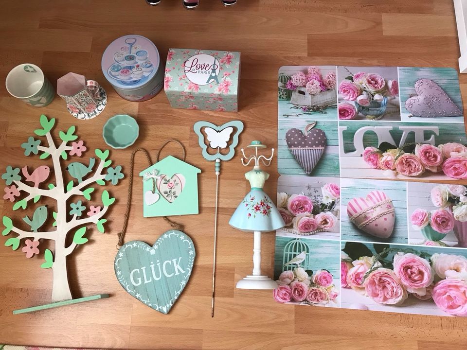 Deko Paket mintgrün rosa Konvolut shabby chic Landhausstil in Leipzig