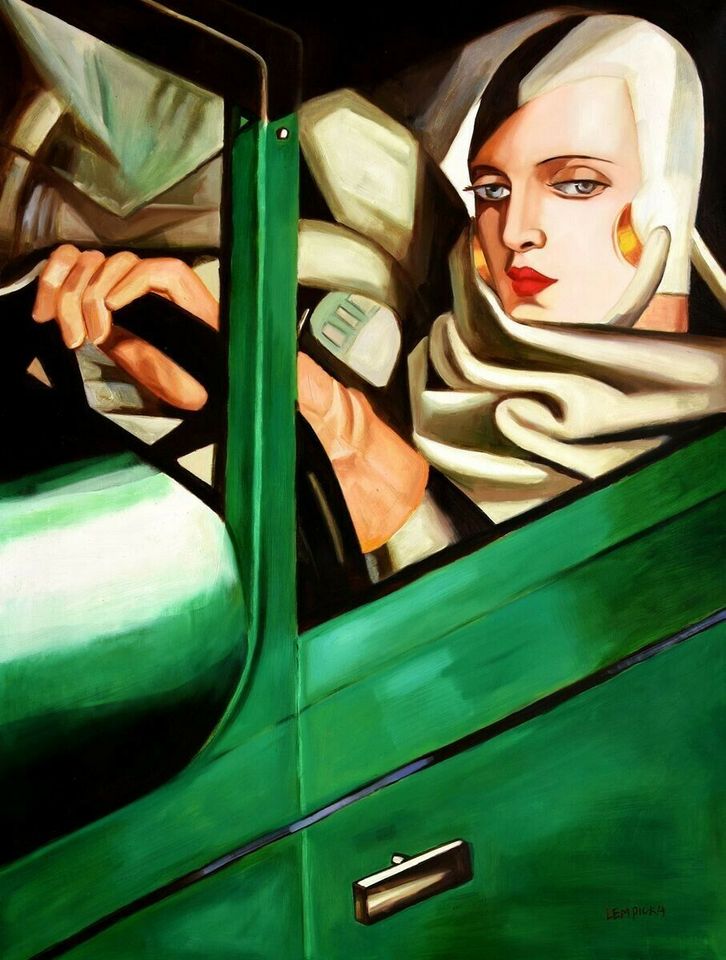 Homage Lempicka - Tamara im grünen Bugatti k98976 90x120cm Ölbild in Berlin