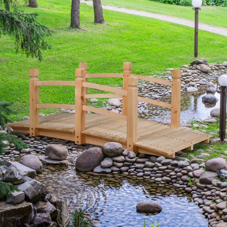 150cm Holzbrücke Teichbrücke Brücke Gartenbrücke Holzsteg Teich in