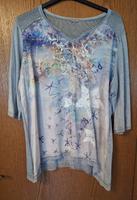 Tredy Shirt blau bleached Pailletten u.Perlen Gr.48 Saarland - Ottweiler Vorschau