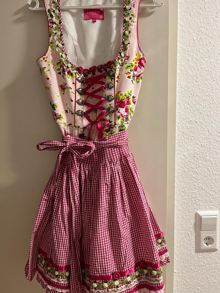 Krüger Madl Dirndl, rosa/pink mit Blumenmuster, Größe 34 (XS) in Stuttgart