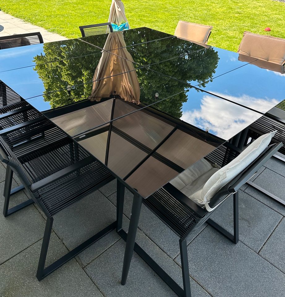 Zwei Gartentische je 200x100cm, schwarz, Stahl, mit Glasplatten in Münchweiler an der Rodalb