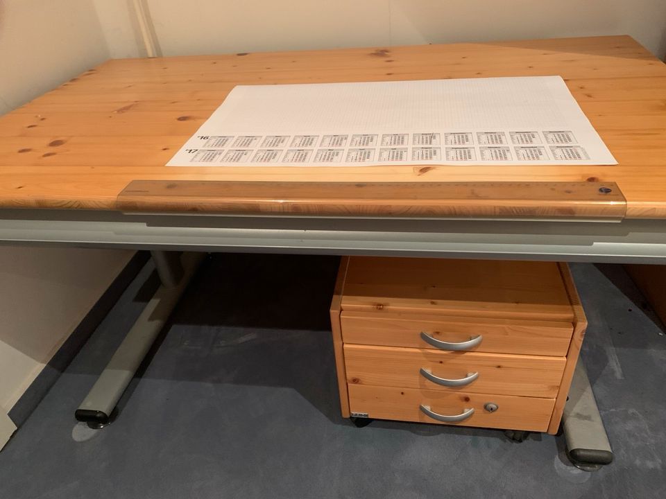 Paidi Schreibtisch 120 x 70 cm, höhenverstellbar + Rollcontainer in Bargteheide