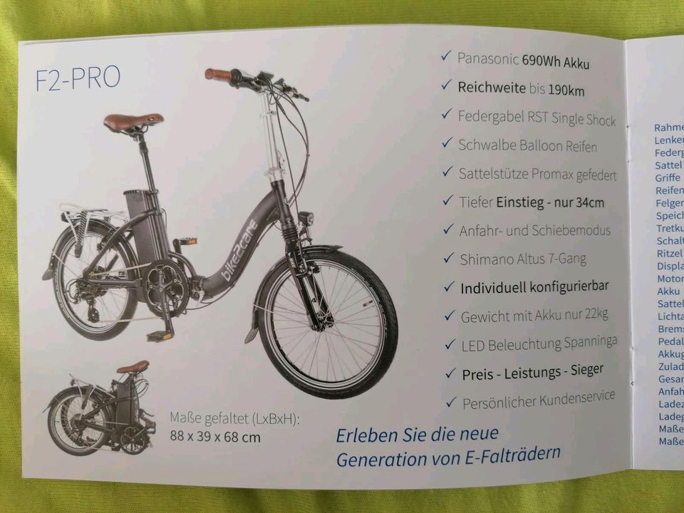 E-Bike, Klapprad, bike2care in Engelstadt