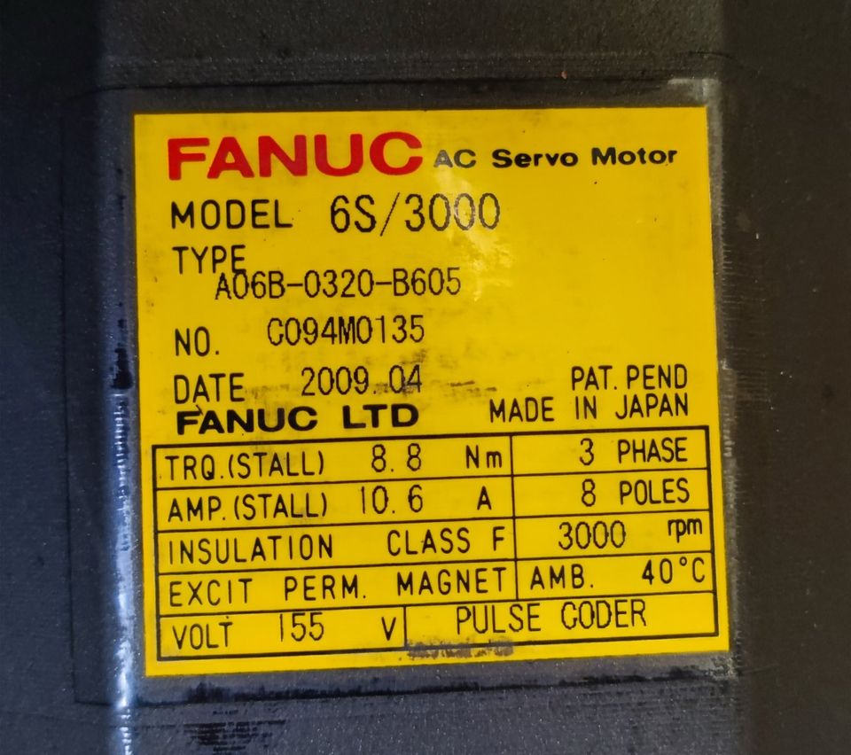 FANUC AC Servo Motor 6S/3000 A06B-0320-B605 NOS in Essen