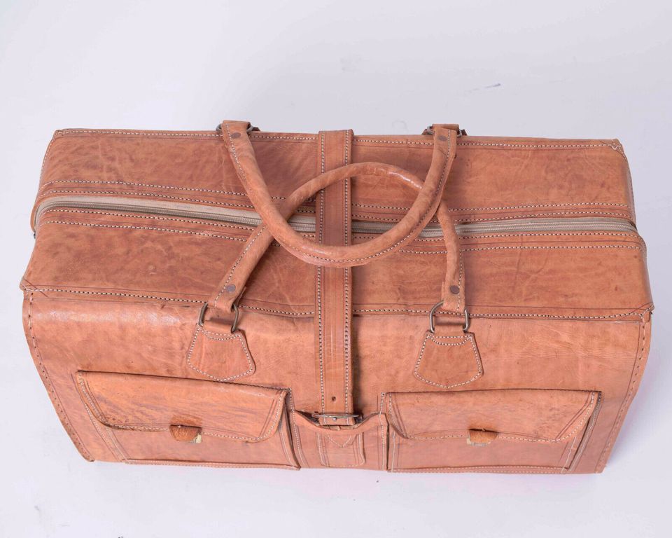 Große Vintage Reisetasche/Sporttasche Echtleder Braun in Morsbach