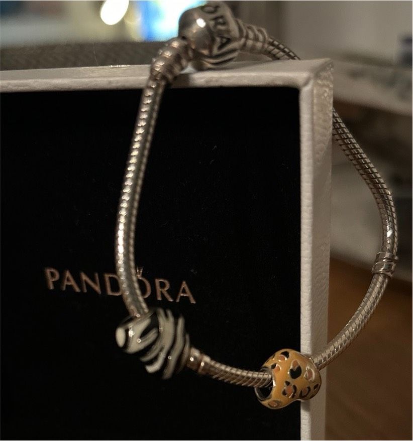 Neu ca. 130€ Original Pandora 17cm Armband 925 Herz Zebra Gepard in Friedberg (Hessen)